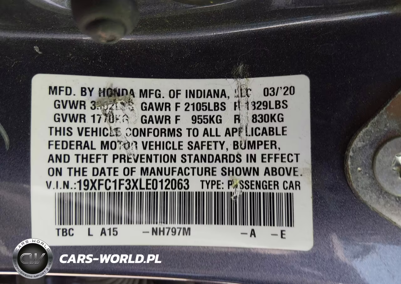 2020 Honda Civic Ex VIN:19XFC1F3XLE012063 - 9