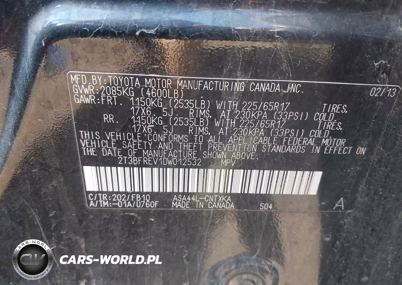 2013 Toyota Rav4 Le VIN:2T3BFREV1DW012532 - 9