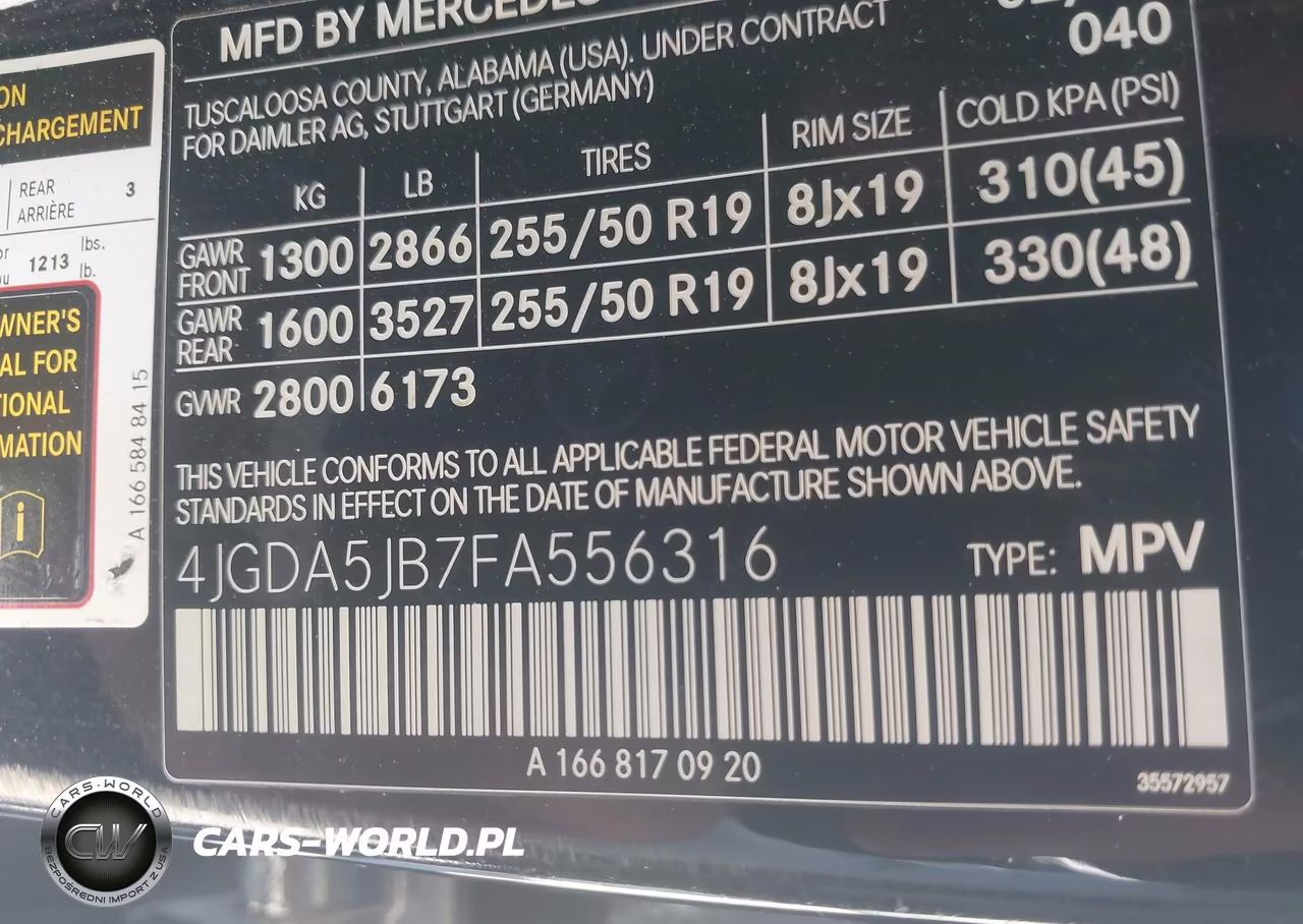 2015 Mercedes-Benz Ml 350 VIN:4JGDA5JB7FA556316 - 9