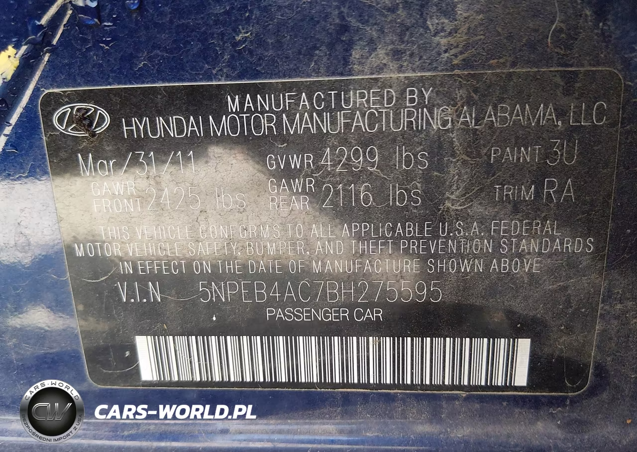 2011 Hyundai Sonata Gls VIN:5NPEB4AC7BH275595 - 9