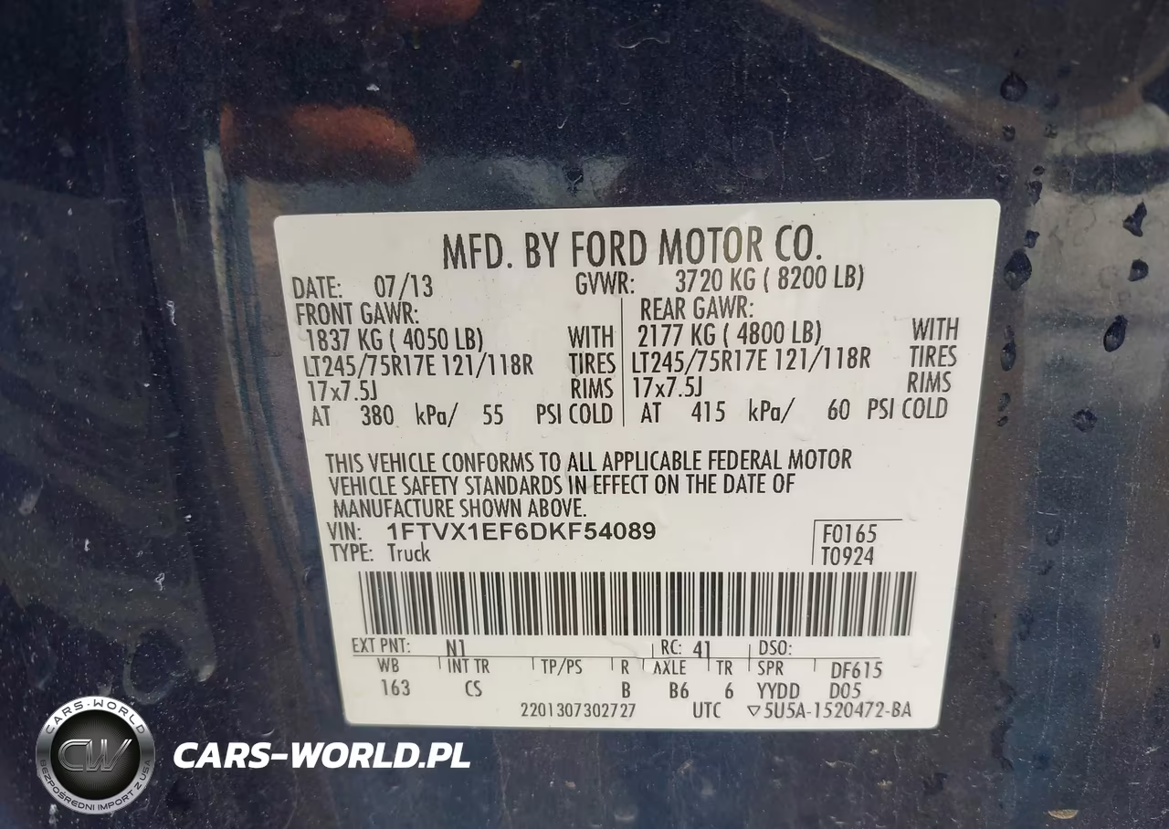 2013 Ford F-150 Xl W-Hd Payload Pkg VIN:1FTVX1EF6DKF54089 - 9