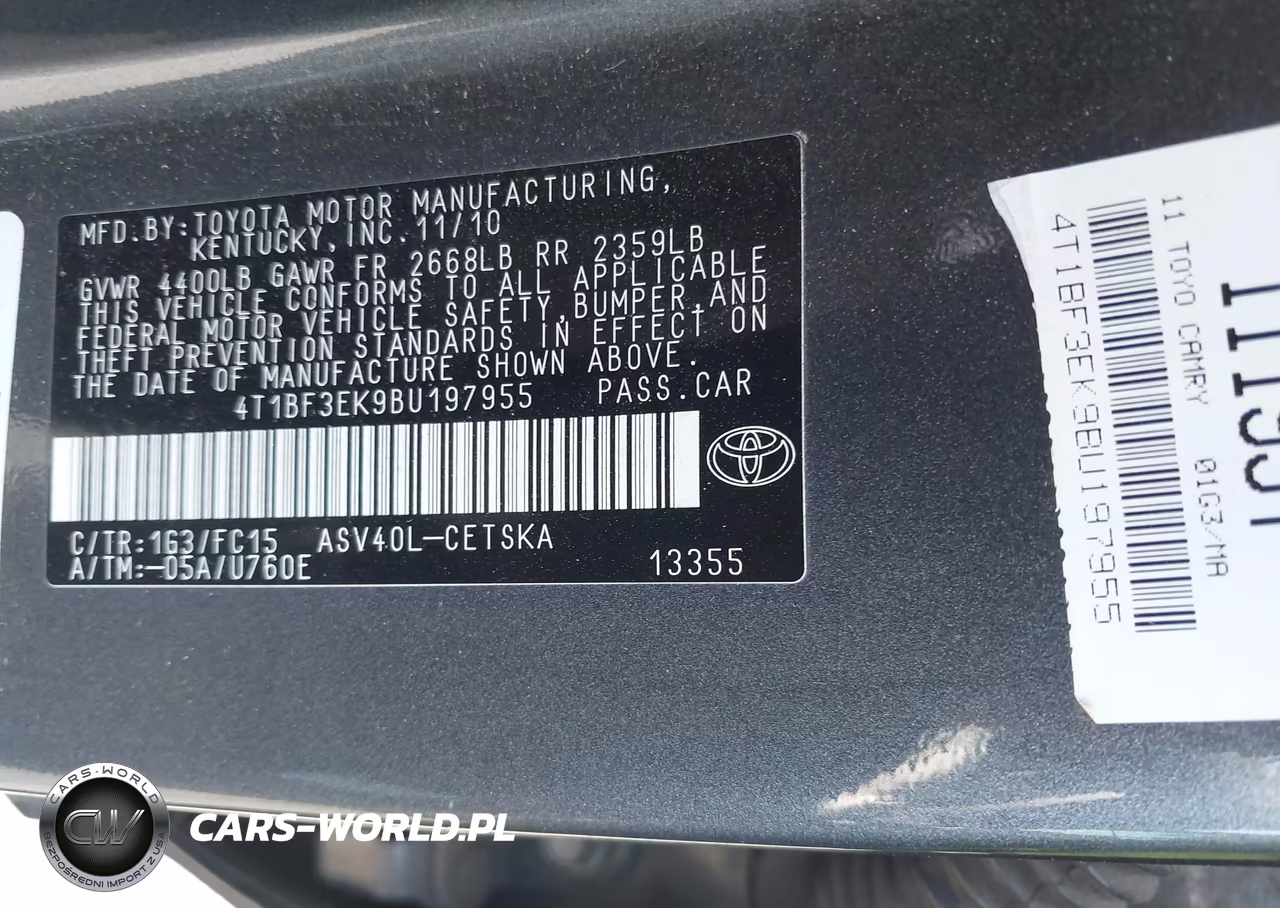 2011 Toyota Camry Se VIN:4T1BF3EK9BU197955 - 9