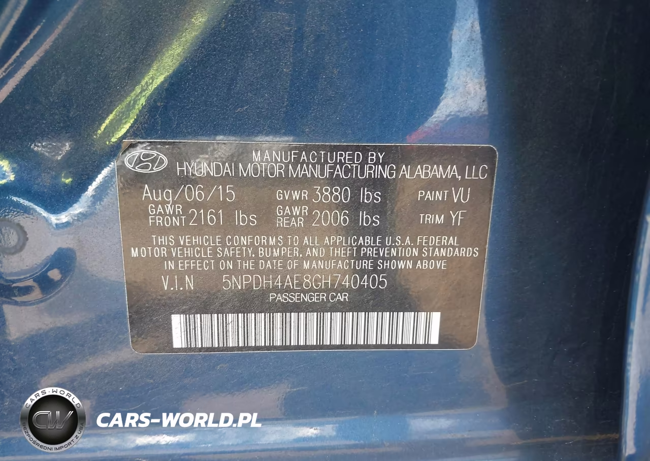 2016 Hyundai Elantra Se VIN:5NPDH4AE8GH740405 - 9