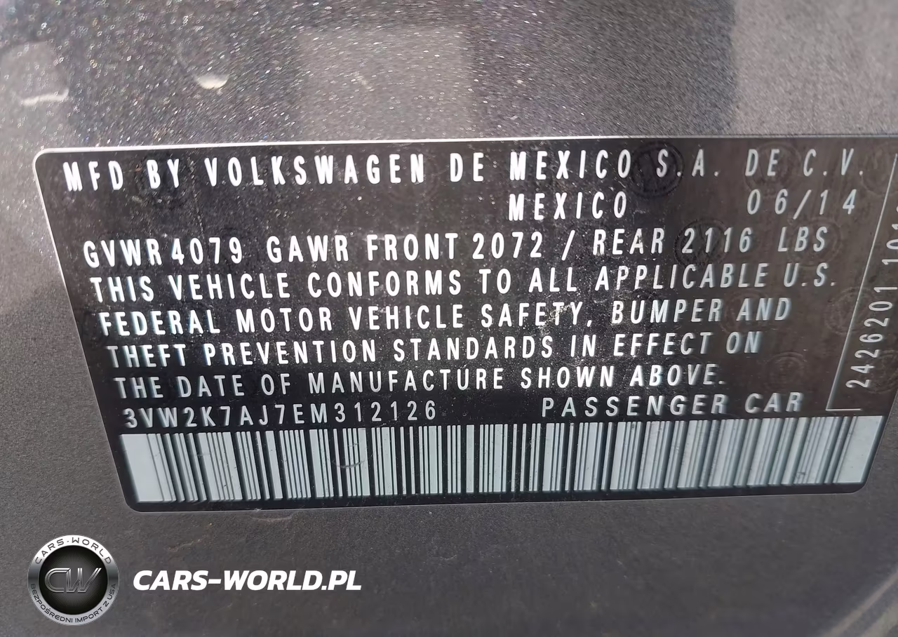 2014 Volkswagen Jetta 2.0L S VIN:3VW2K7AJ7EM312126 - 9