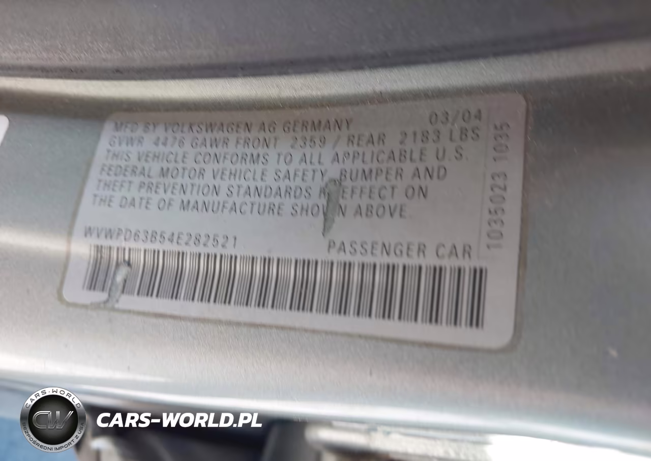 2004 Volkswagen Passat Gls VIN:WVWPD63B54E282521 - 9