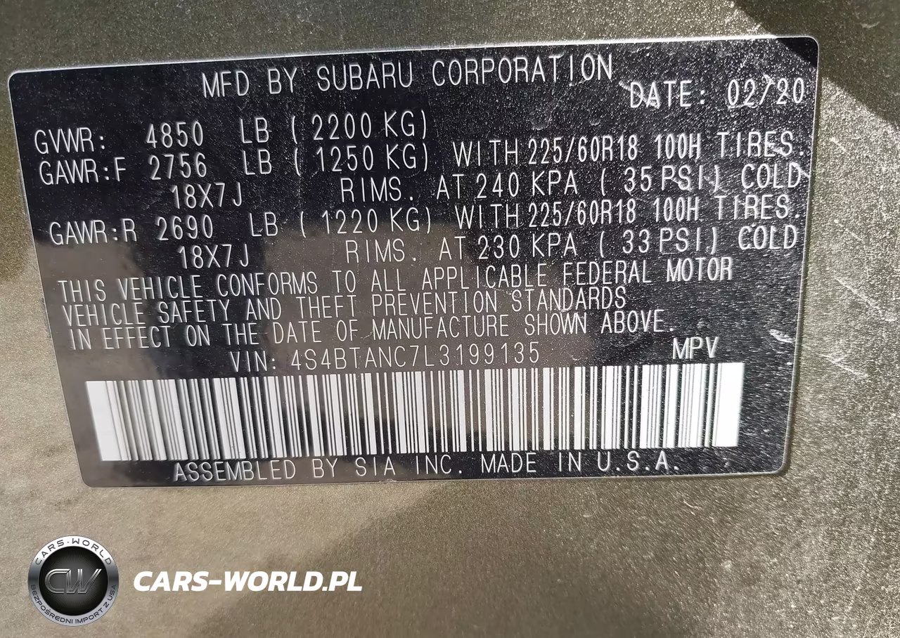 2020 Subaru Outback Limited VIN:4S4BTANC7L3199135 - 9