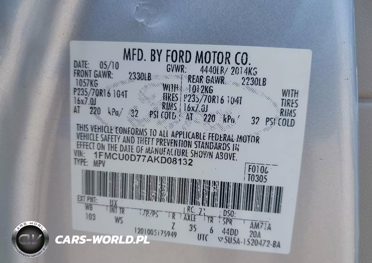 2010 Ford Escape Xlt VIN:1FMCU0D77AKD08132 - 9