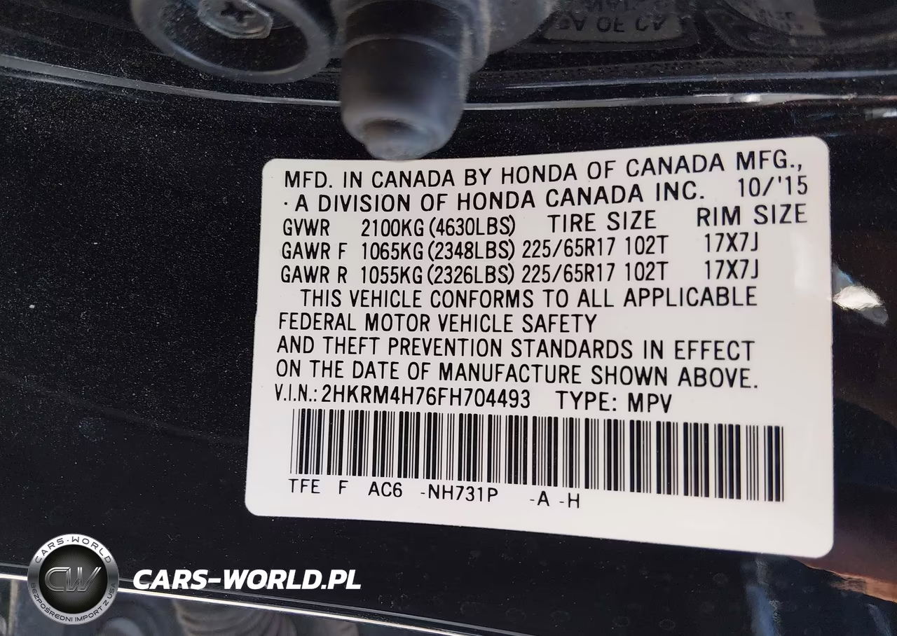 2015 Honda Cr-V Ex-L VIN:2HKRM4H76FH704493 - 9