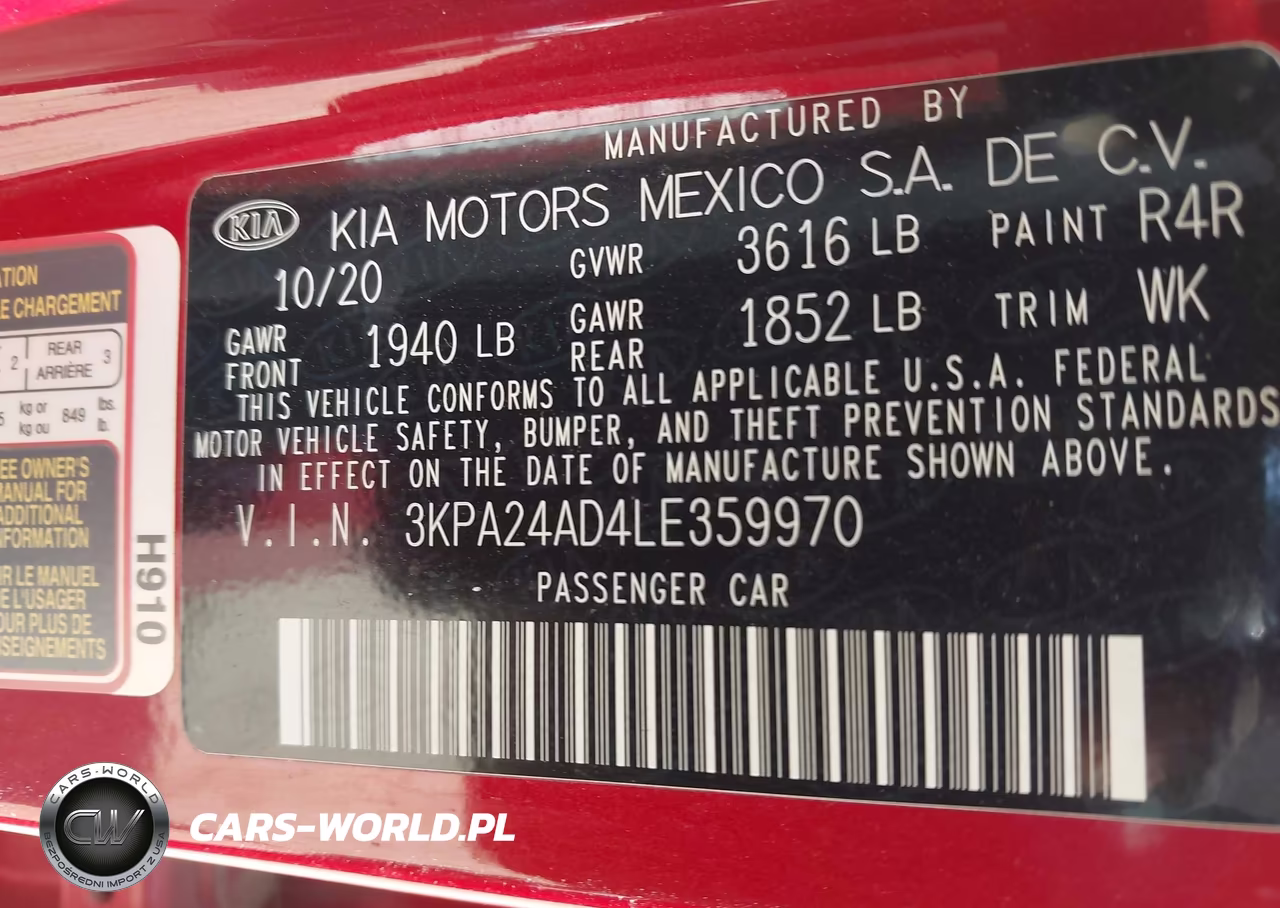 2020 Kia Rio S VIN:3KPA24AD4LE359970 - 9