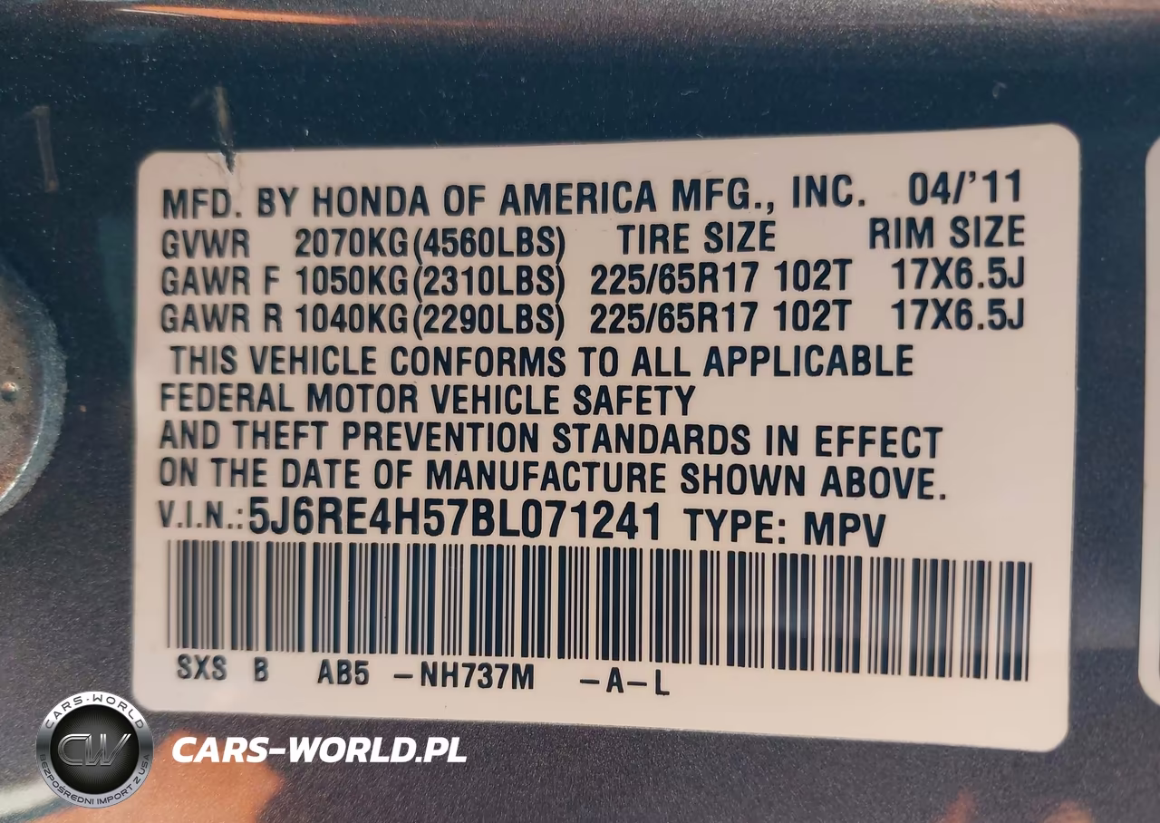 2011 Honda Cr-V Ex VIN:5J6RE4H57BL071241 - 9