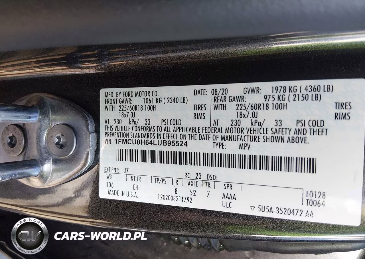 2020 Ford Escape Sel VIN:1FMCU0H64LUB95524 - 9