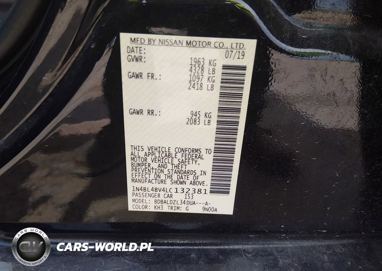 2020 Nissan Altima S Fwd VIN:1N4BL4BV4LC132381 - 9