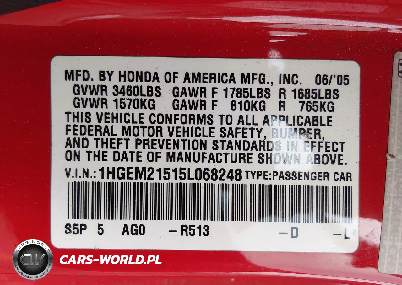 2005 Honda Civic Lx VIN:1HGEM21515L068248 - 9