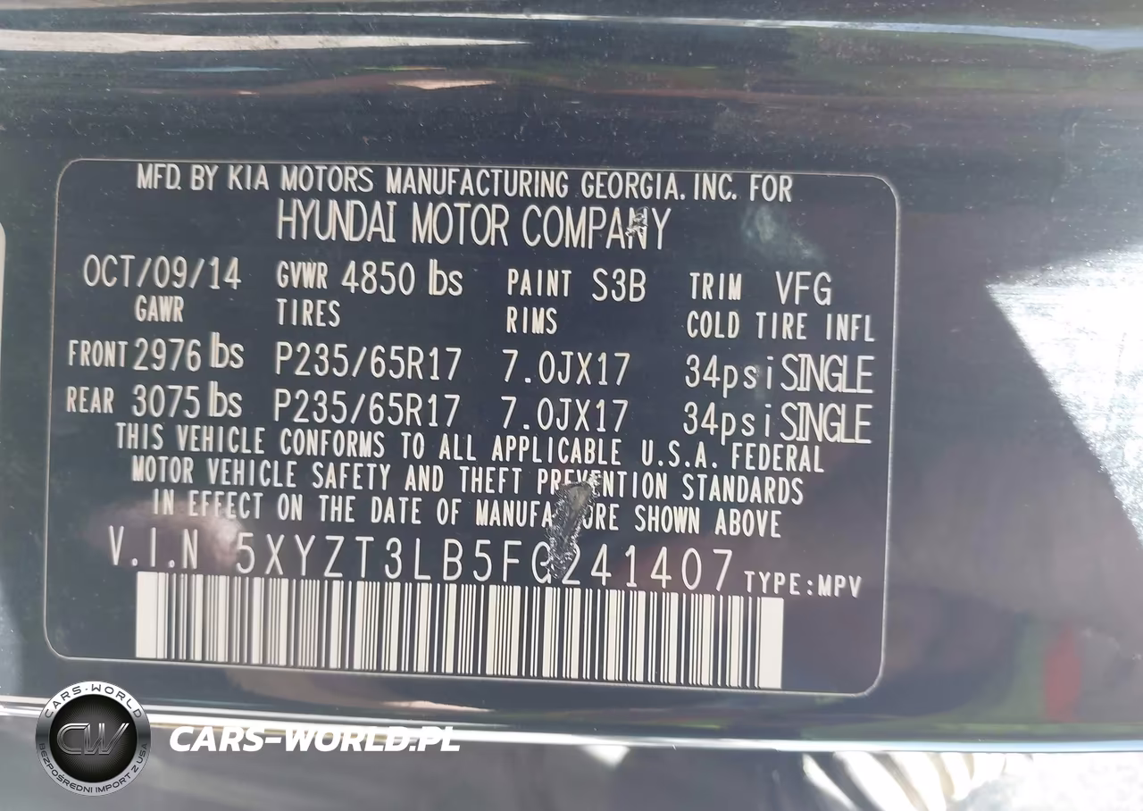 2015 Hyundai Santa Fe Sport 2.4L VIN:5XYZT3LB5FG241407 - 9