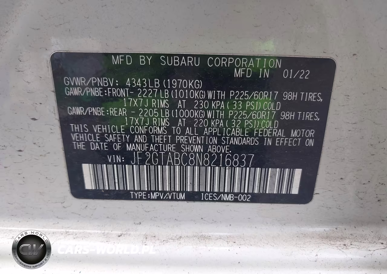 2022 Subaru Crosstrek VIN:JF2GTABC8N8216837 - 9