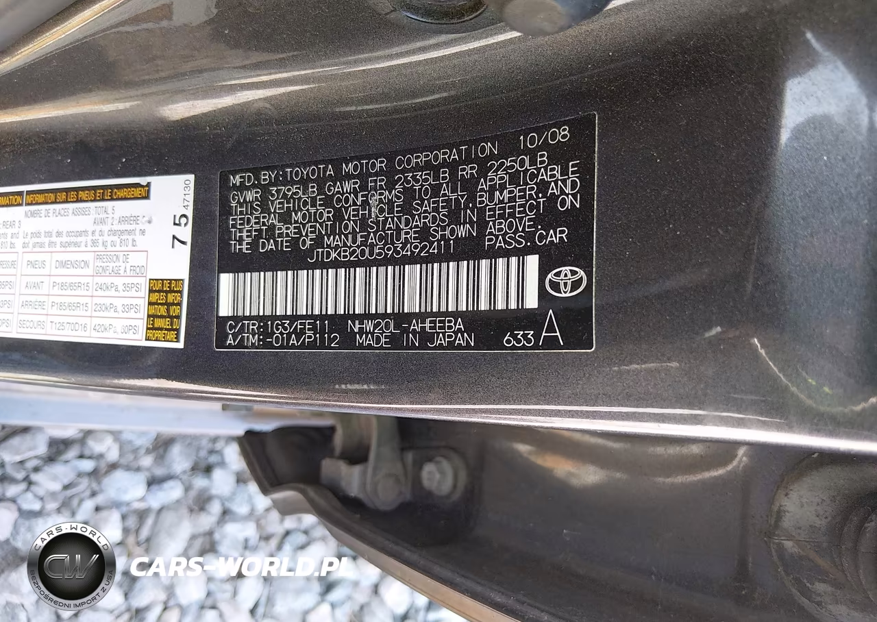 2009 Toyota Prius VIN:JTDKB20U593492411 - 9