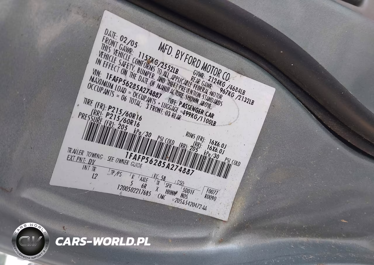2005 Ford Taurus Sel VIN:1FAFP56285A274887 - 9