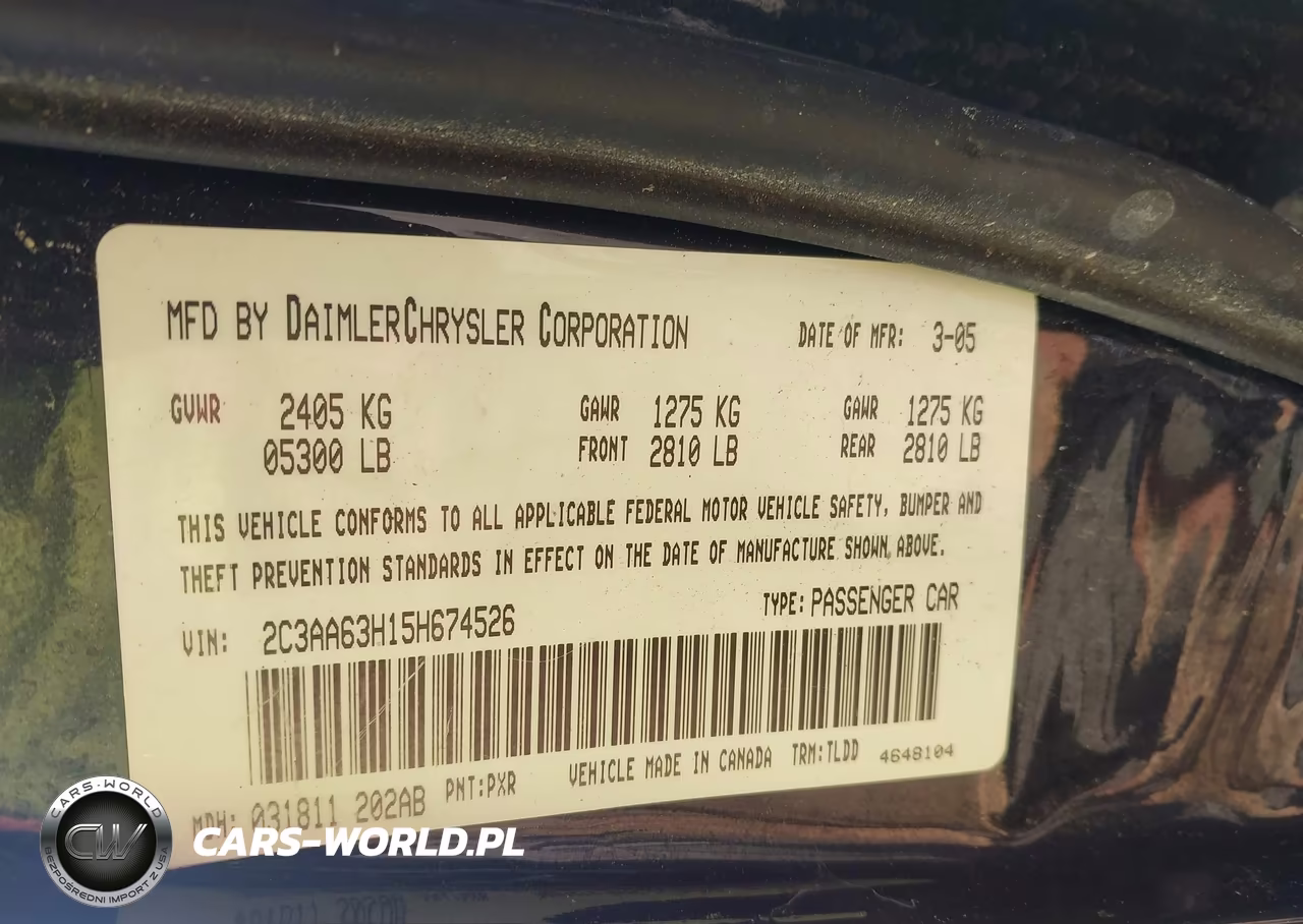 2005 Chrysler 300C VIN:2C3AA63H15H674526 - 9