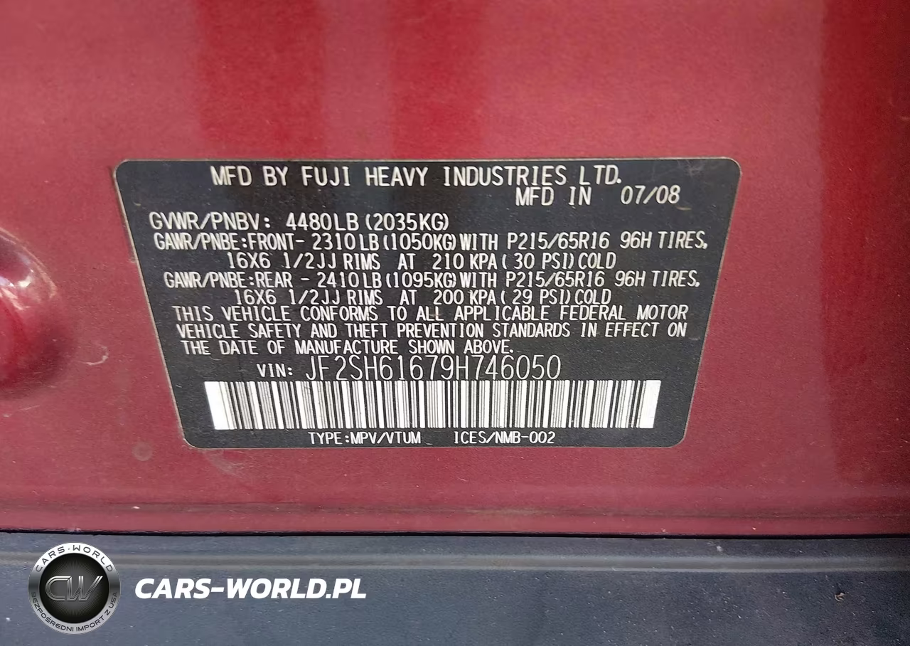 2009 Subaru Forester 2.5X VIN:JF2SH61679H746050 - 9