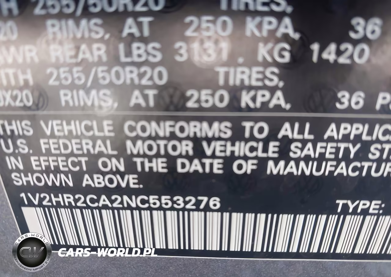 2022 Volkswagen Atlas 3.6L V6 Se W-Technology VIN:1V2HR2CA2NC553276 - 9