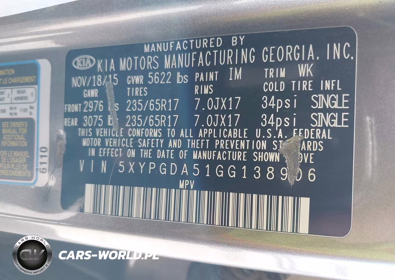 2016 Kia Sorento 3.3L Lx VIN:5XYPGDA51GG138906 - 9