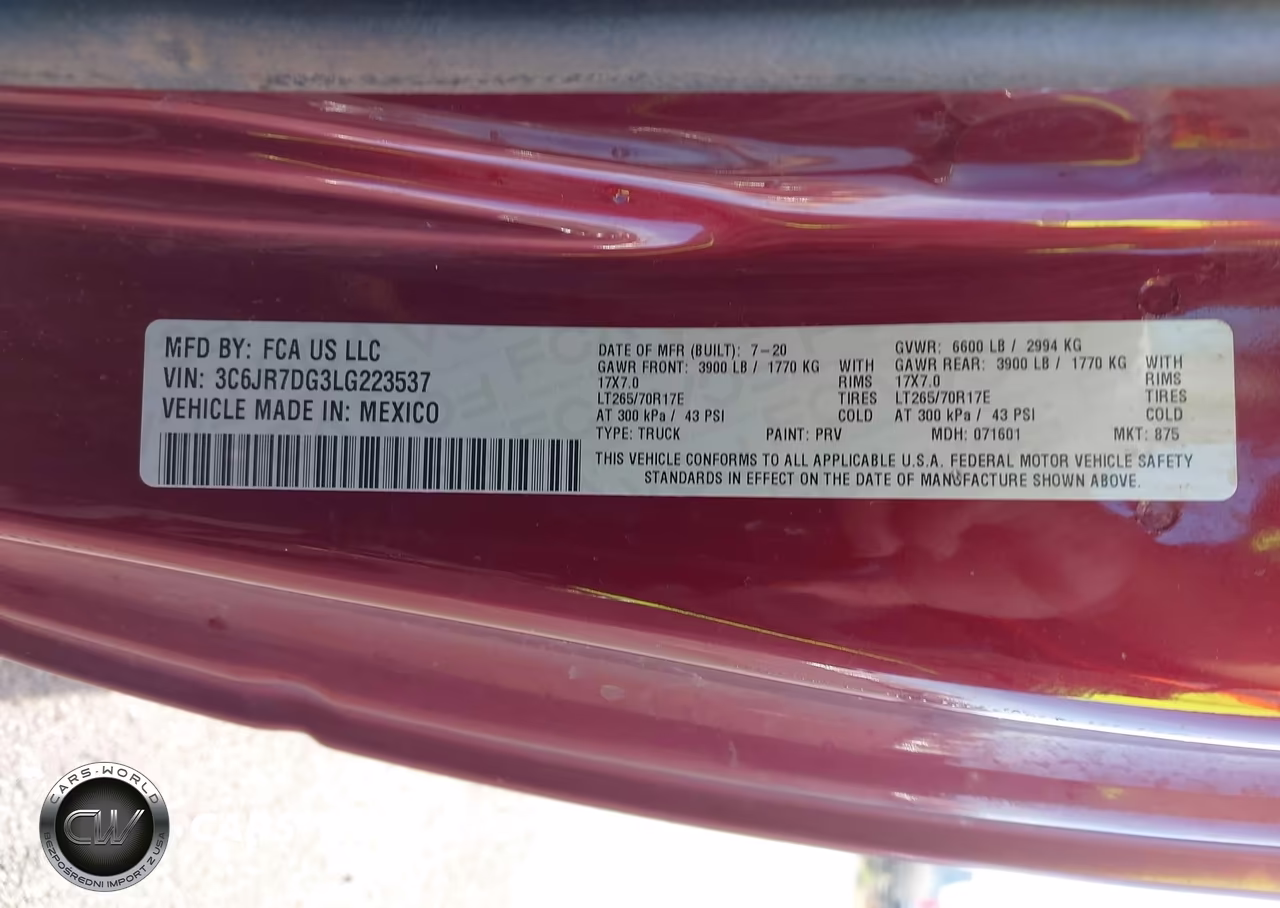 2020 Ram 1500 Classic Tradesman 4X4 8' Box VIN:3C6JR7DG3LG223537 - 9