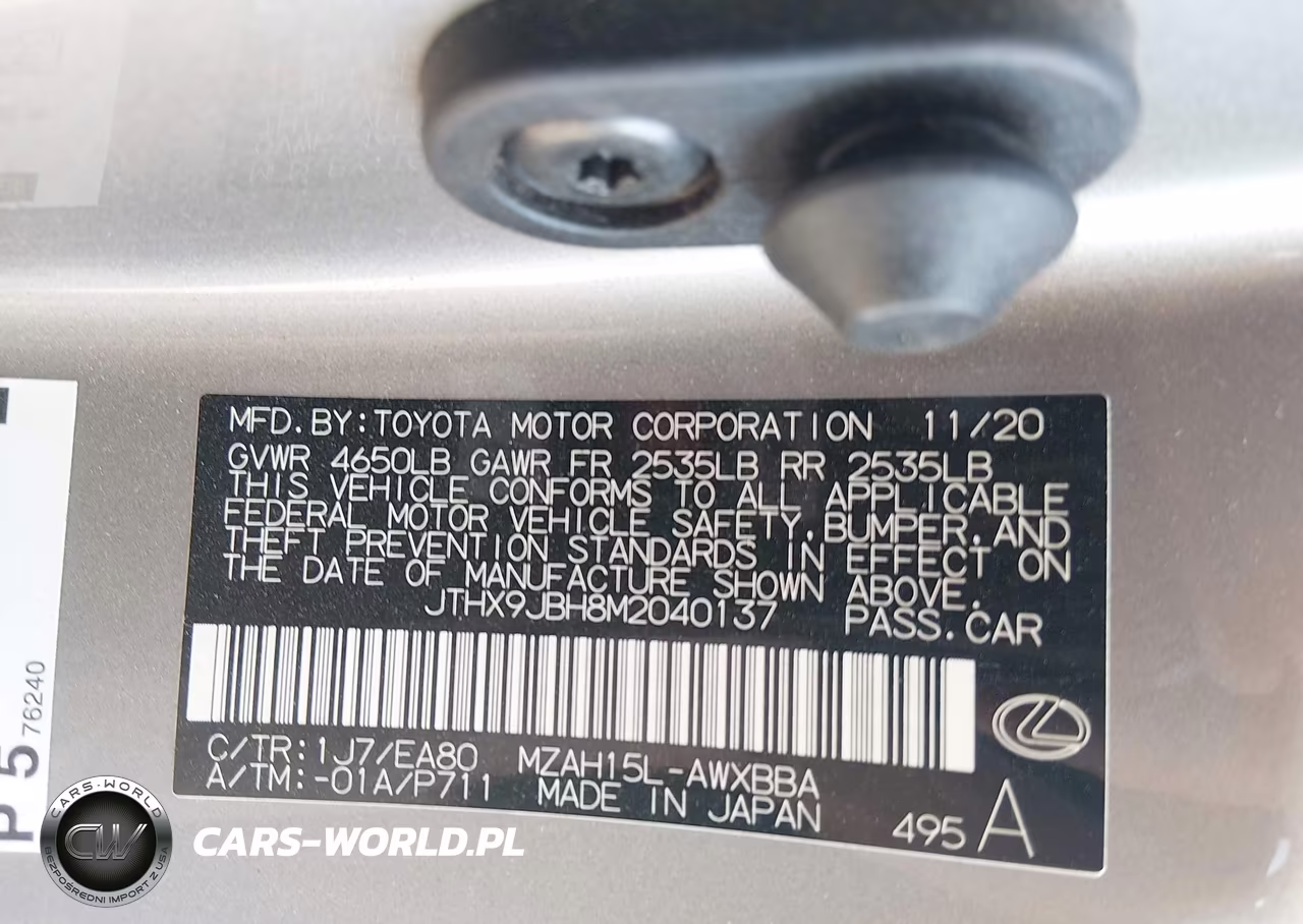 2021 Lexus Ux 250H VIN:JTHX9JBH8M2040137 - 9