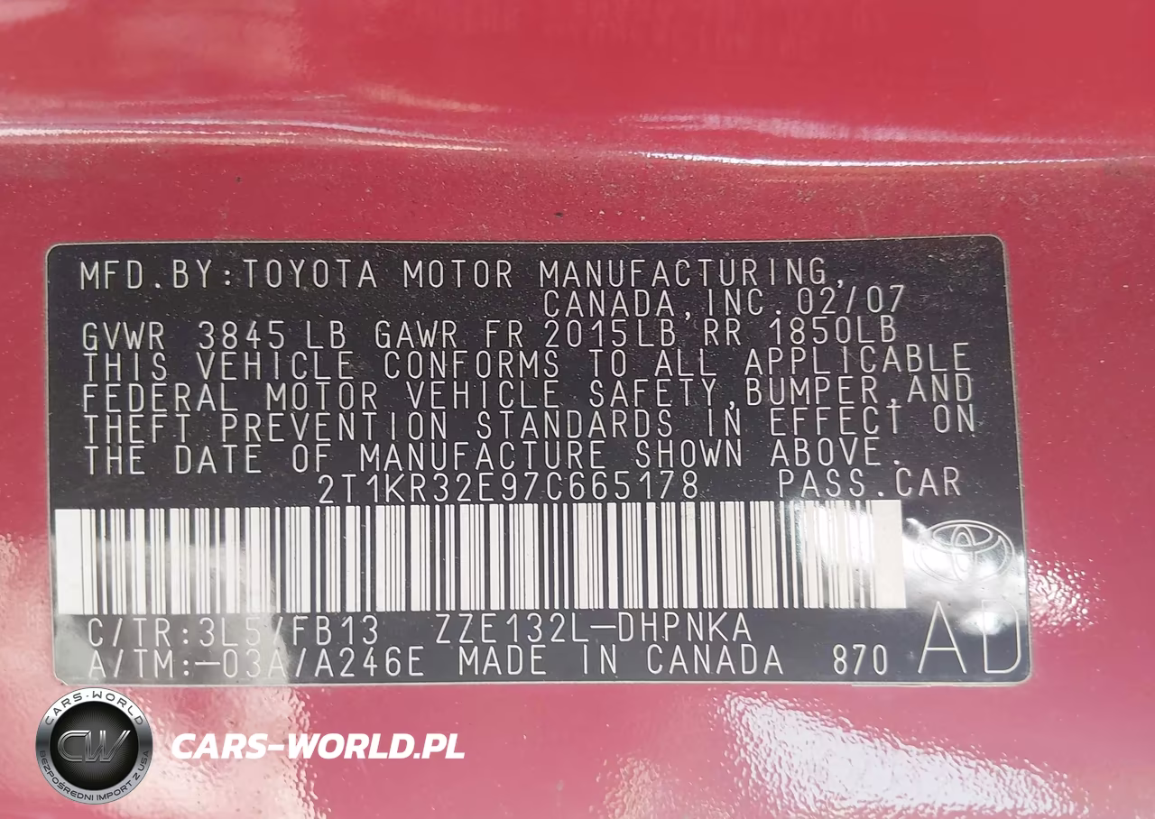 2007 Toyota Matrix Xr VIN:2T1KR32E97C665178 - 9