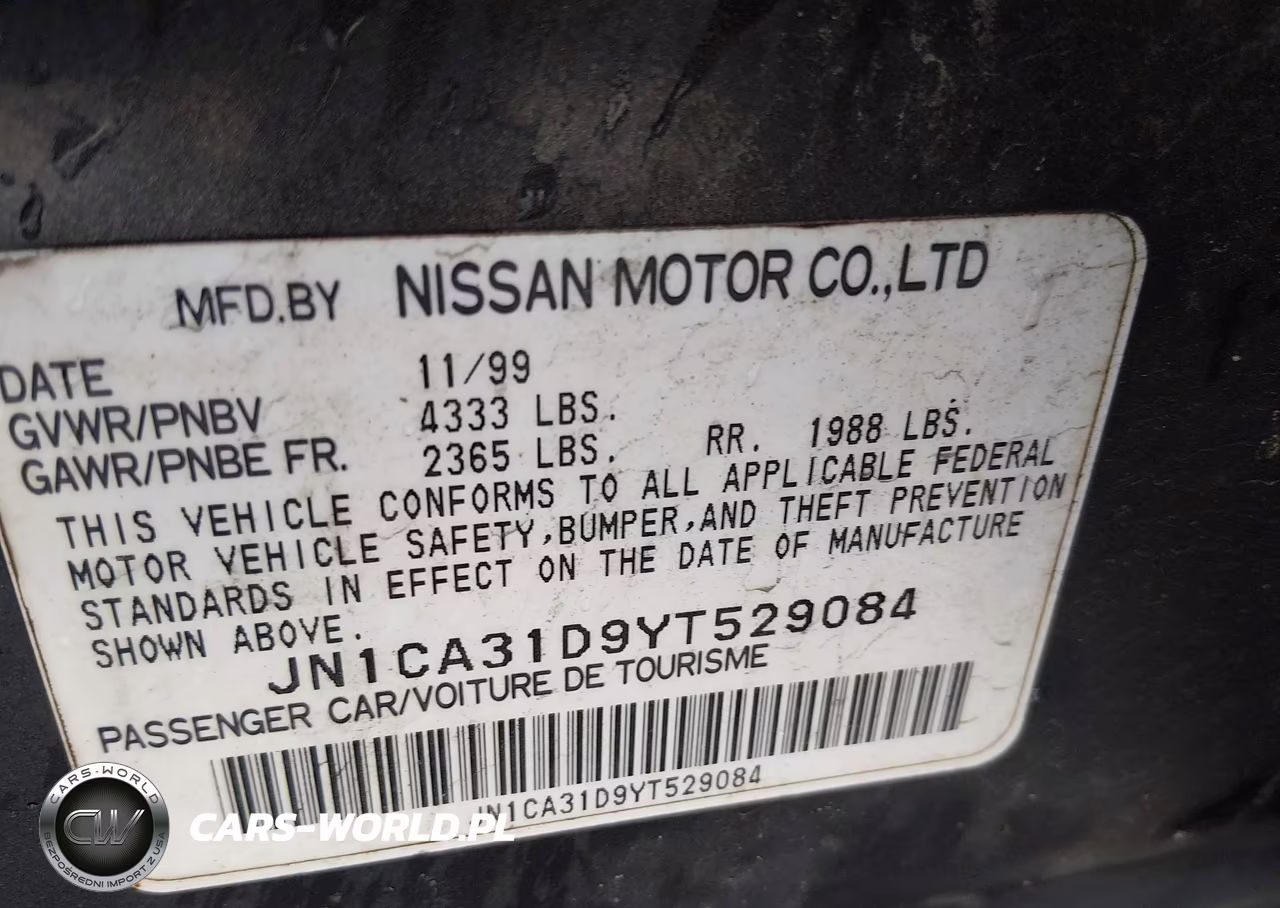 2000 Nissan Maxima Gle-Gxe-Se VIN:JN1CA31D9YT529084 - 9