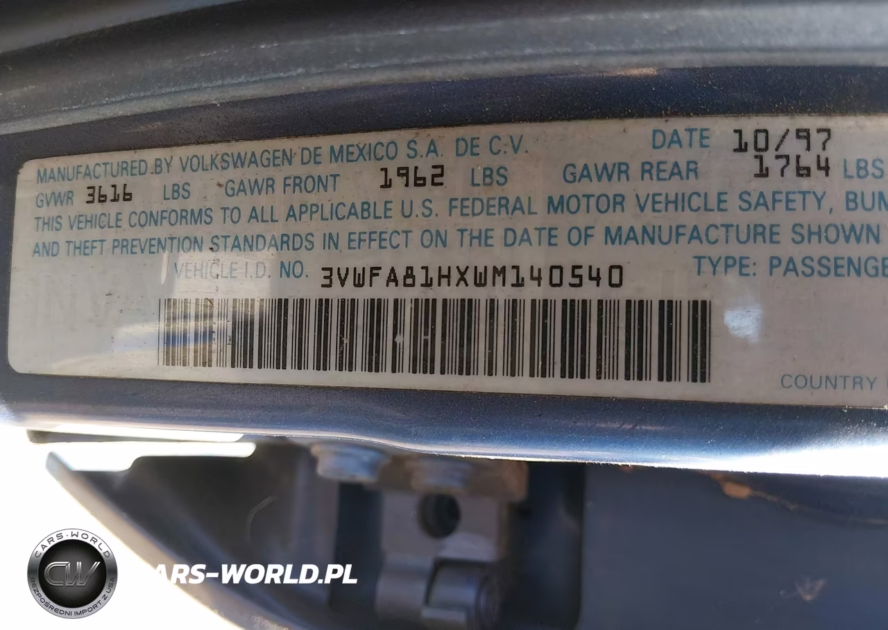 1998 Volkswagen Golf Gl VIN:3VWFA81HXWM140540 - 9