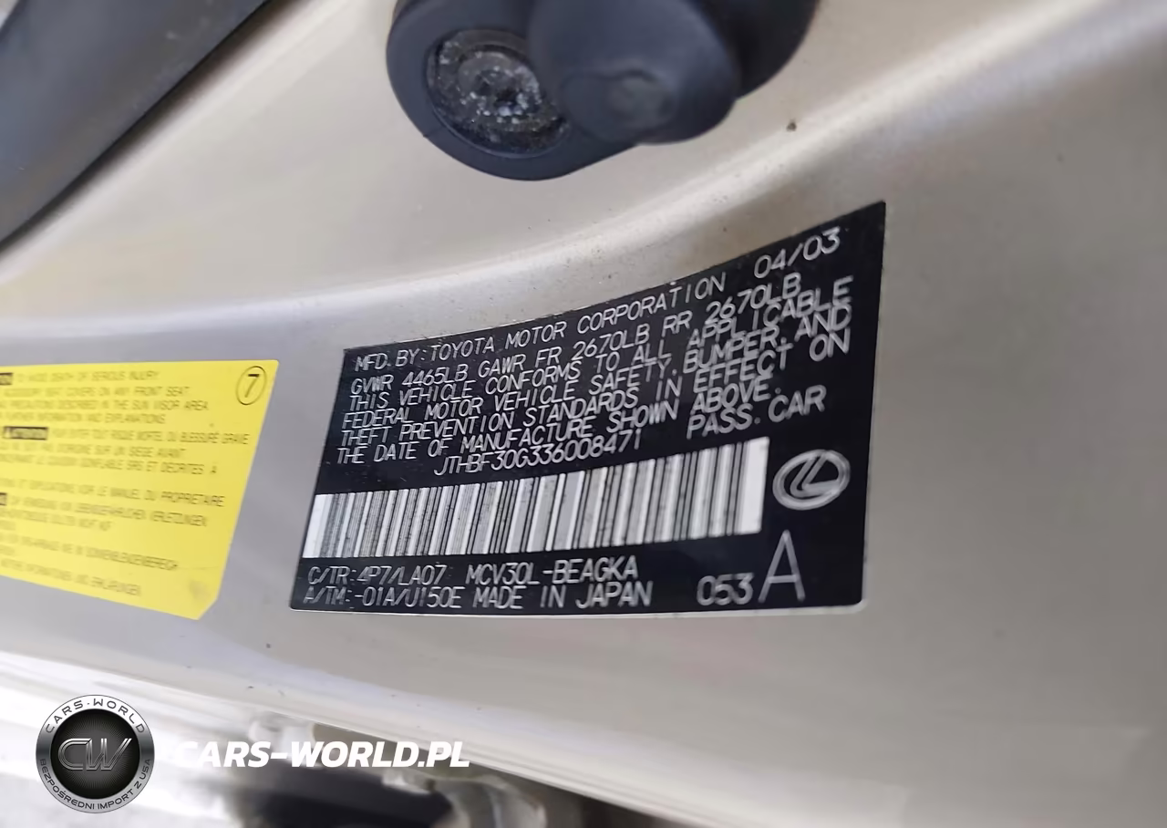 2003 Lexus Es 300 VIN:JTHBF30G336008471 - 9