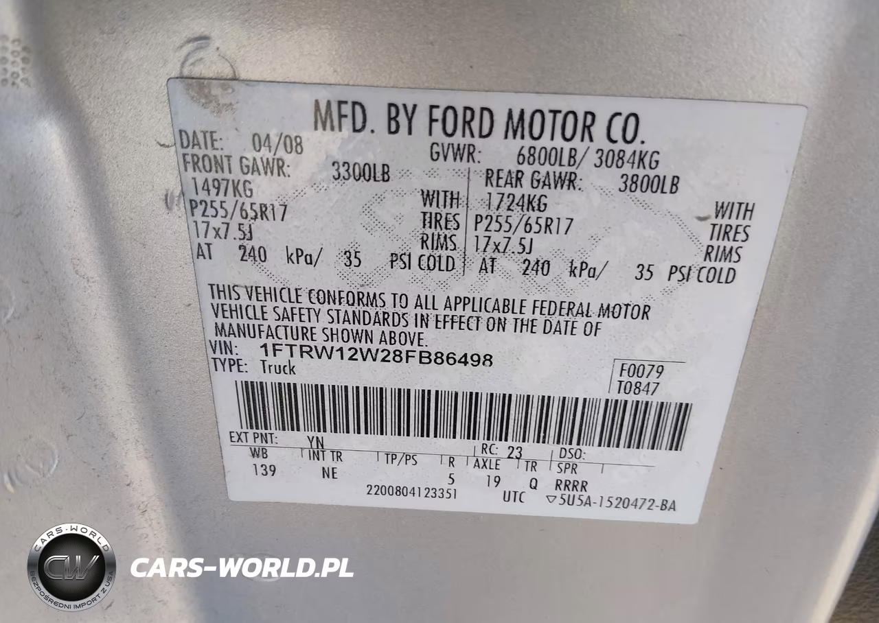 2008 Ford F-150 60Th Anniversary-Fx2-Xl-Xlt VIN:1FTRW12W28FB86498 - 9