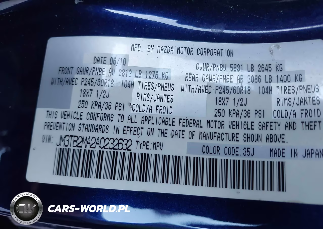 2010 Mazda Cx-9 Touring VIN:JM3TB2MA2A0232632 - 9