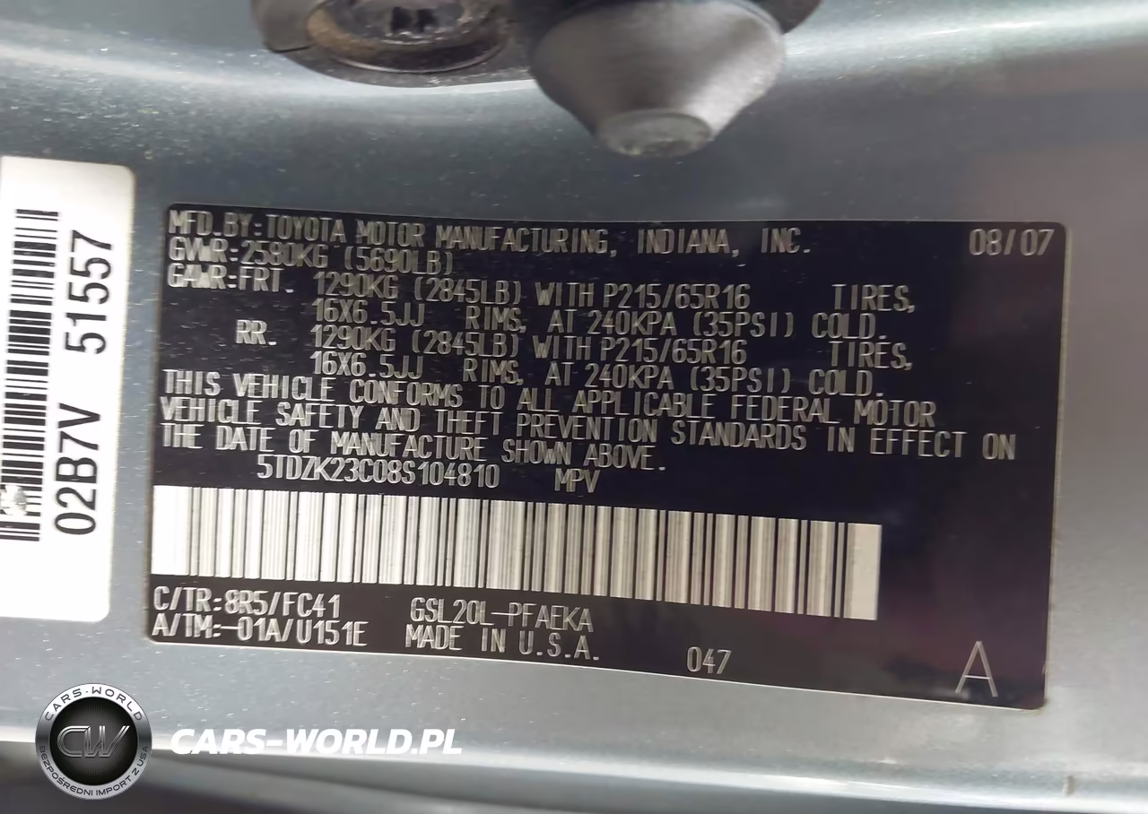 2008 Toyota Sienna Le VIN:5TDZK23C08S104810 - 9