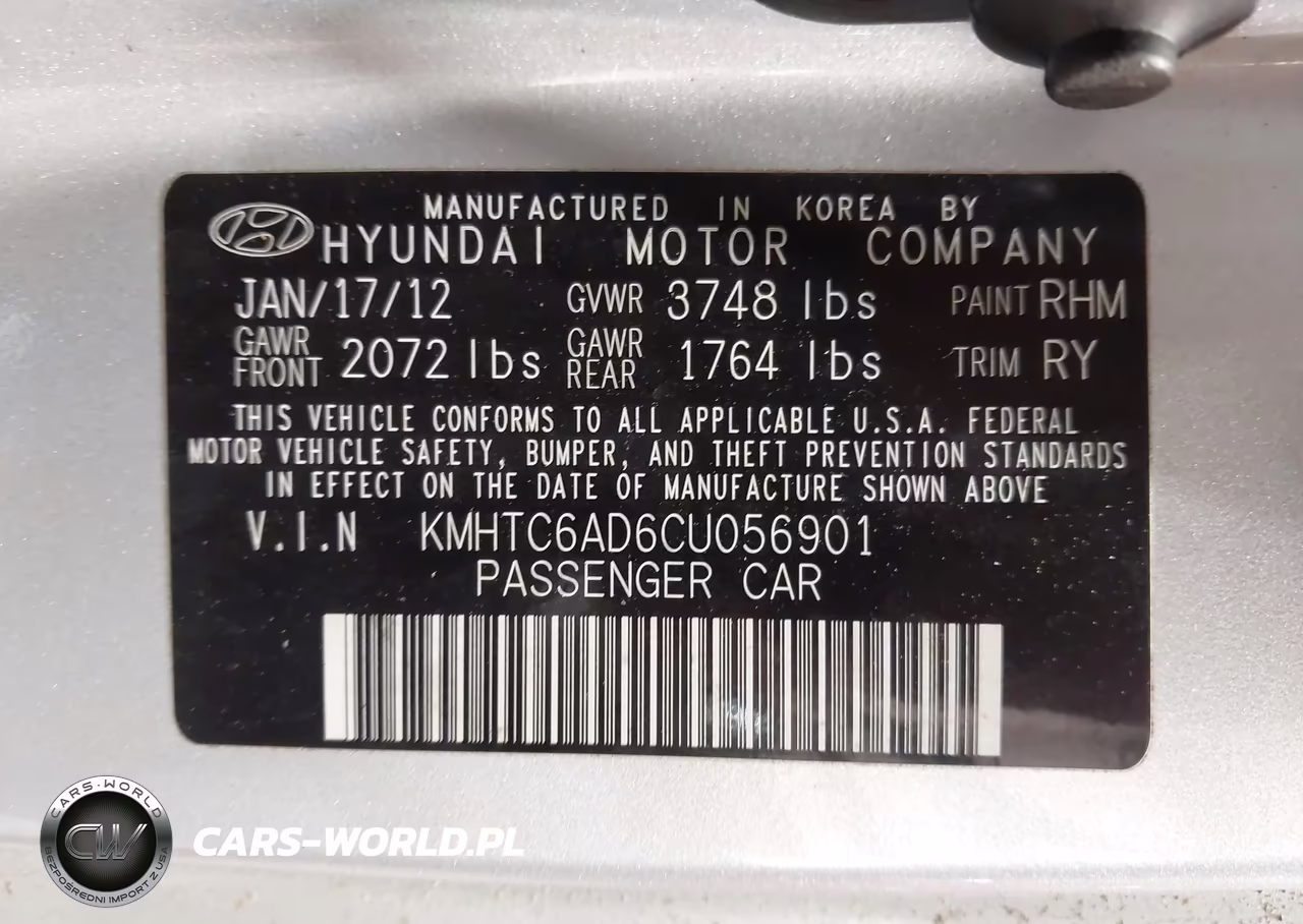 2012 Hyundai Veloster Base W-Gray VIN:KMHTC6AD6CU056901 - 9