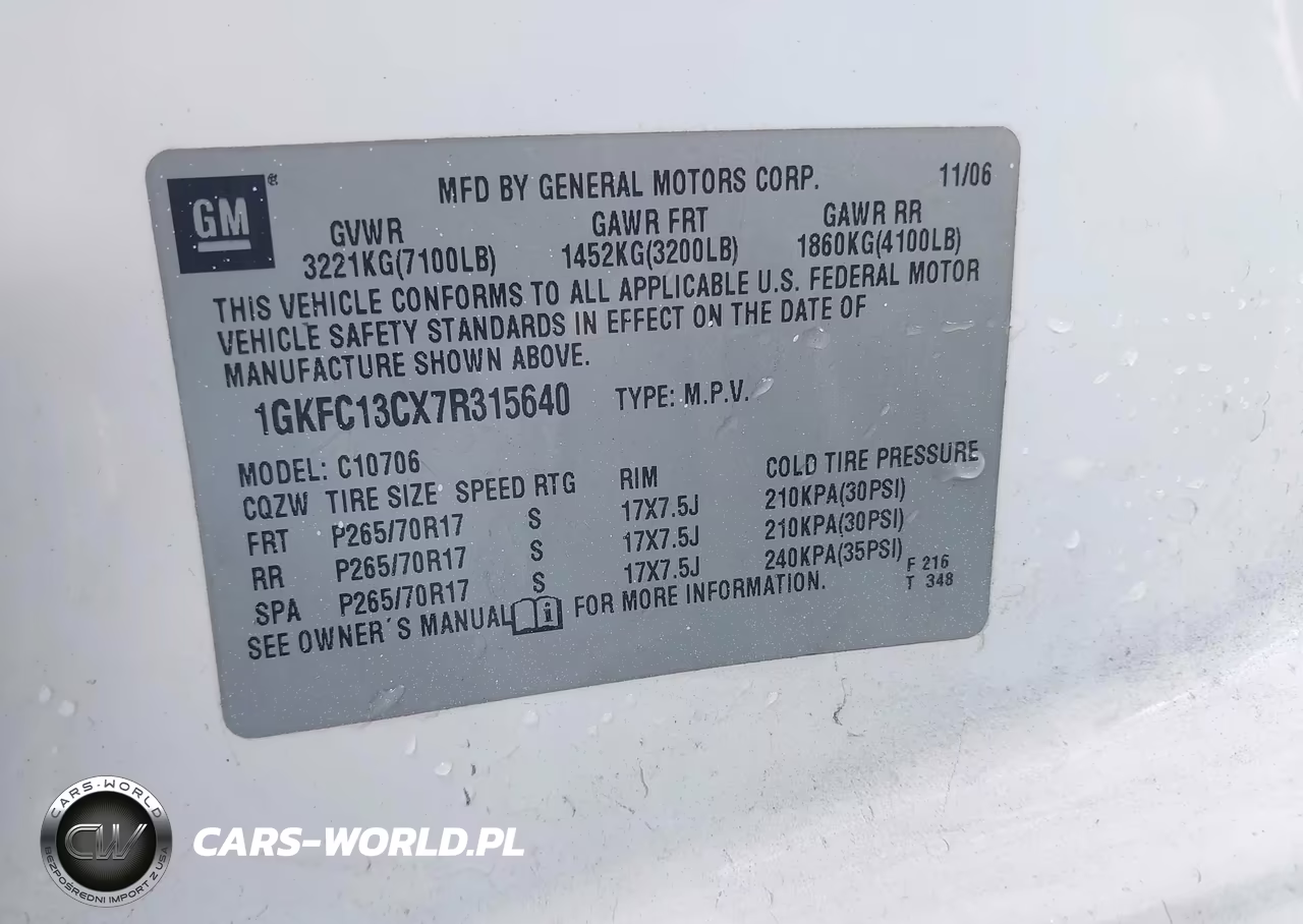 2007 GMC Yukon Sle VIN:1GKFC13CX7R315640 - 9