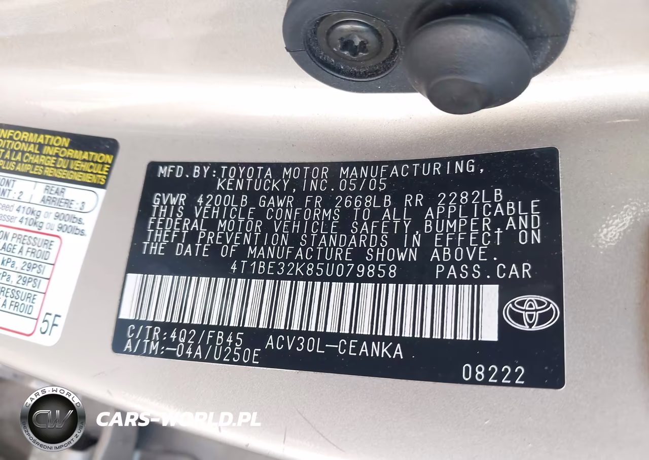 2005 Toyota Camry Le VIN:4T1BE32K85U079858 - 9