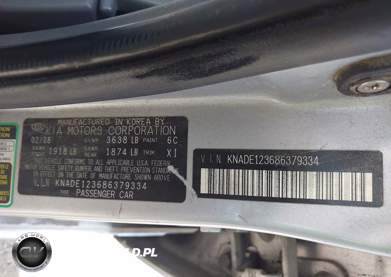 2008 Kia Rio Lx VIN:KNADE123686379334 - 9