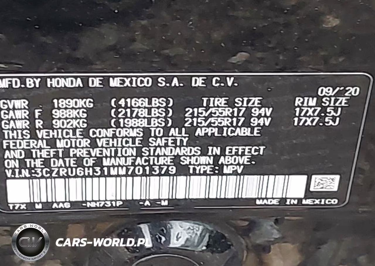 2021 Honda Hr-V Awd Lx VIN:3CZRU6H31MM701379 - 9