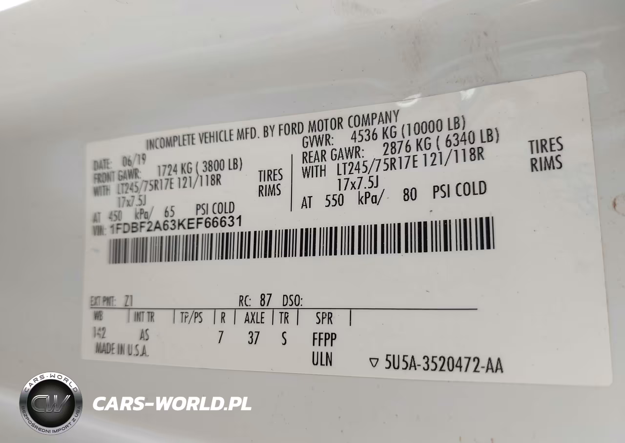 2019 Ford F-250 Xl VIN:1FDBF2A63KEF66631 - 9