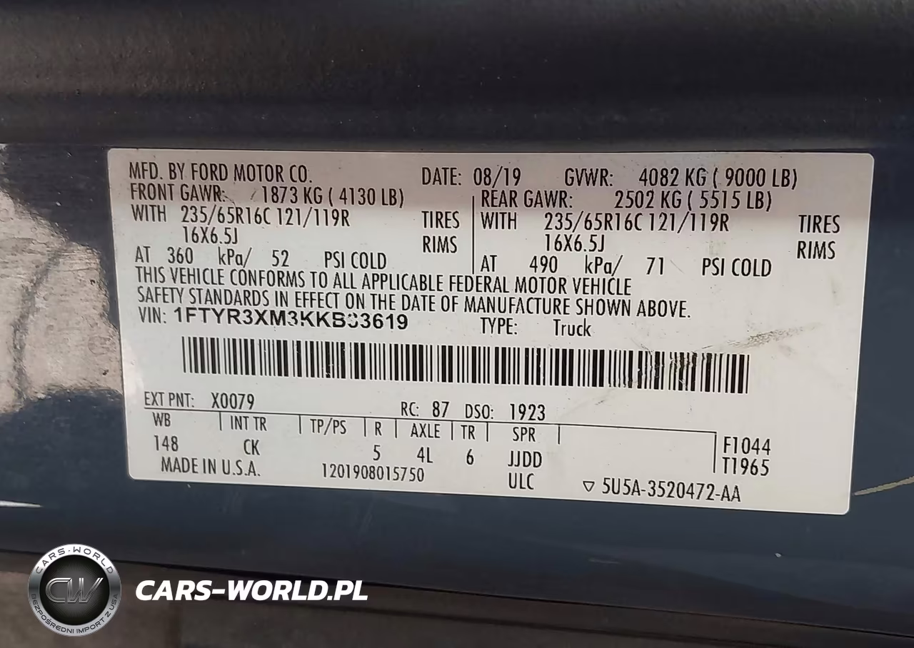 2019 Ford Transit-250 VIN:1FTYR3XM3KKB33619 - 9