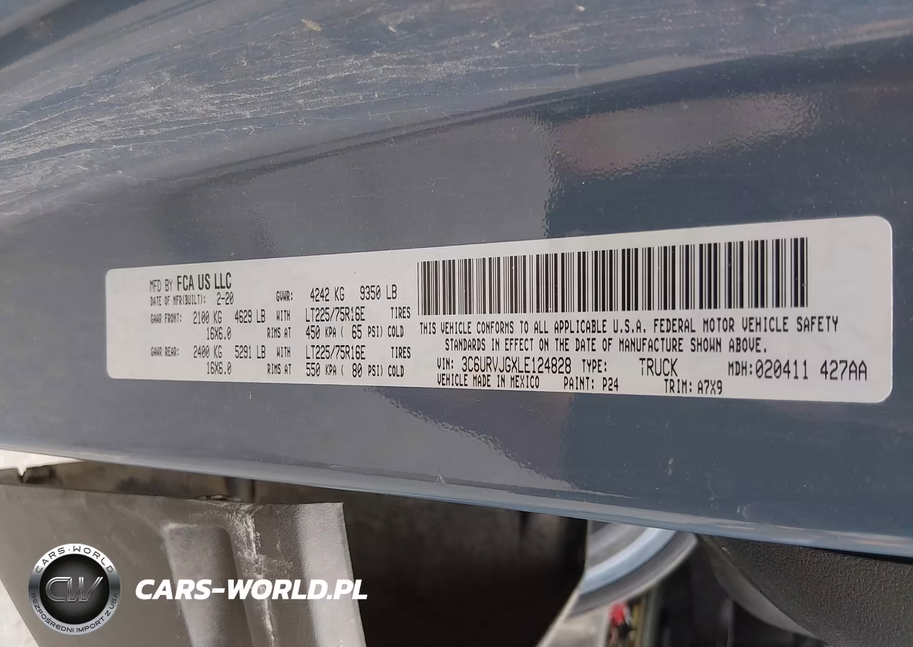 2020 Ram Promaster 3500 Cargo Van High Roof 159 Wb Ext VIN:3C6URVJGXLE124828 - 9