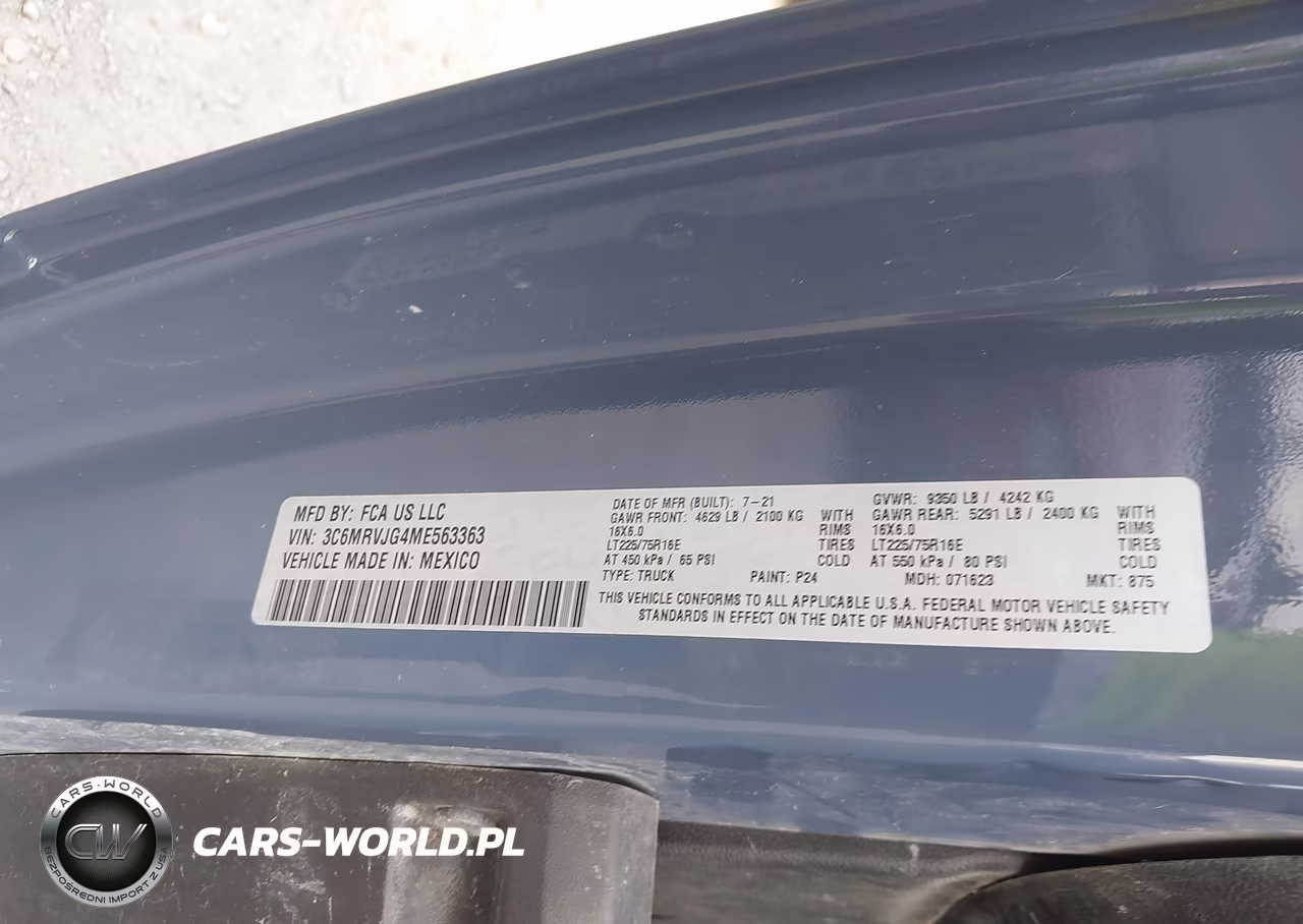 2021 Ram Promaster 3500 Cargo Van High Roof 159 Wb Ext VIN:3C6MRVJG4ME563363 - 8
