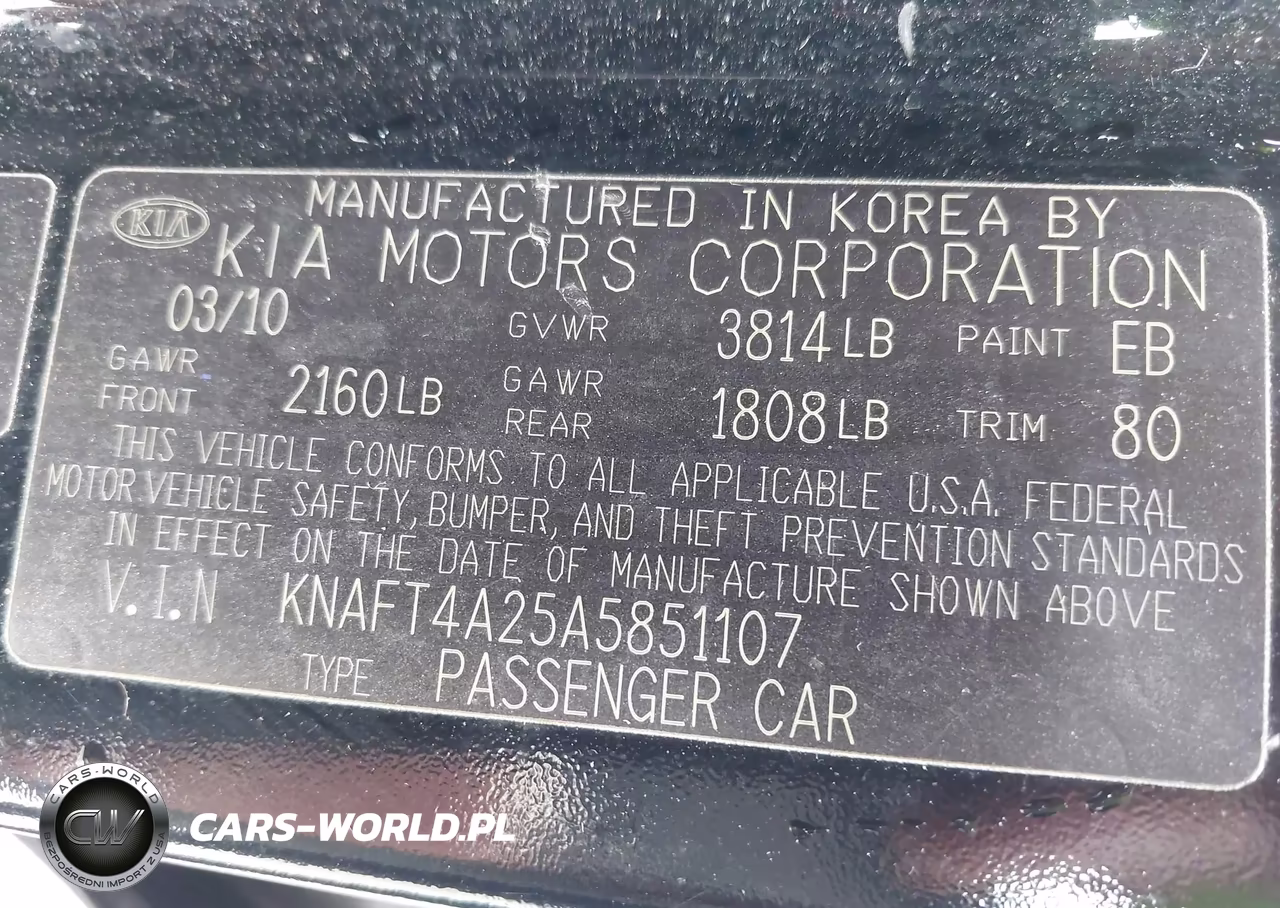 2010 Kia Forte Lx VIN:KNAFT4A25A5851107 - 9
