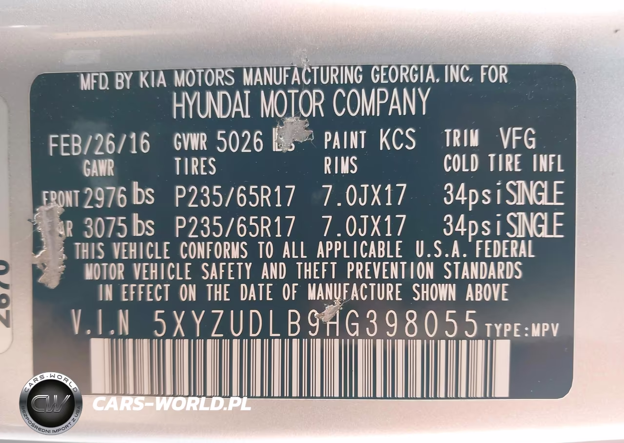 2017 Hyundai Santa Fe Sport 2.4L VIN:5XYZUDLB9HG398055 - 9