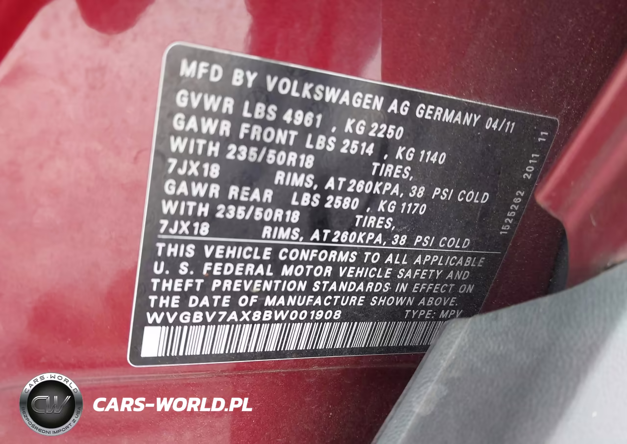 2011 Volkswagen Tiguan Sel VIN:WVGBV7AX8BW001908 - 9