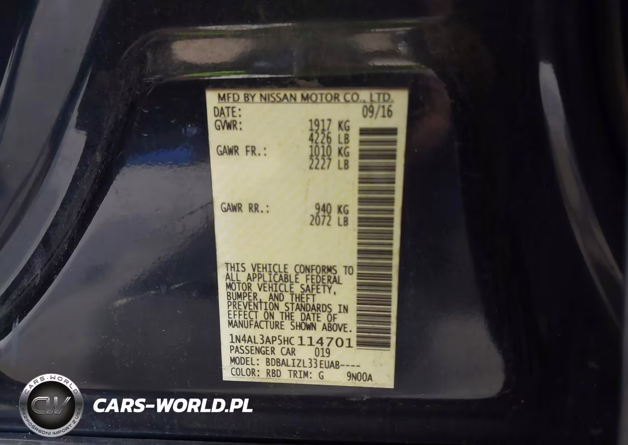 2017 Nissan Altima 2.5-2.5 S-2.5 Sl-2.5 Sr-2.5 Sv VIN:1N4AL3AP5HC114701 - 9