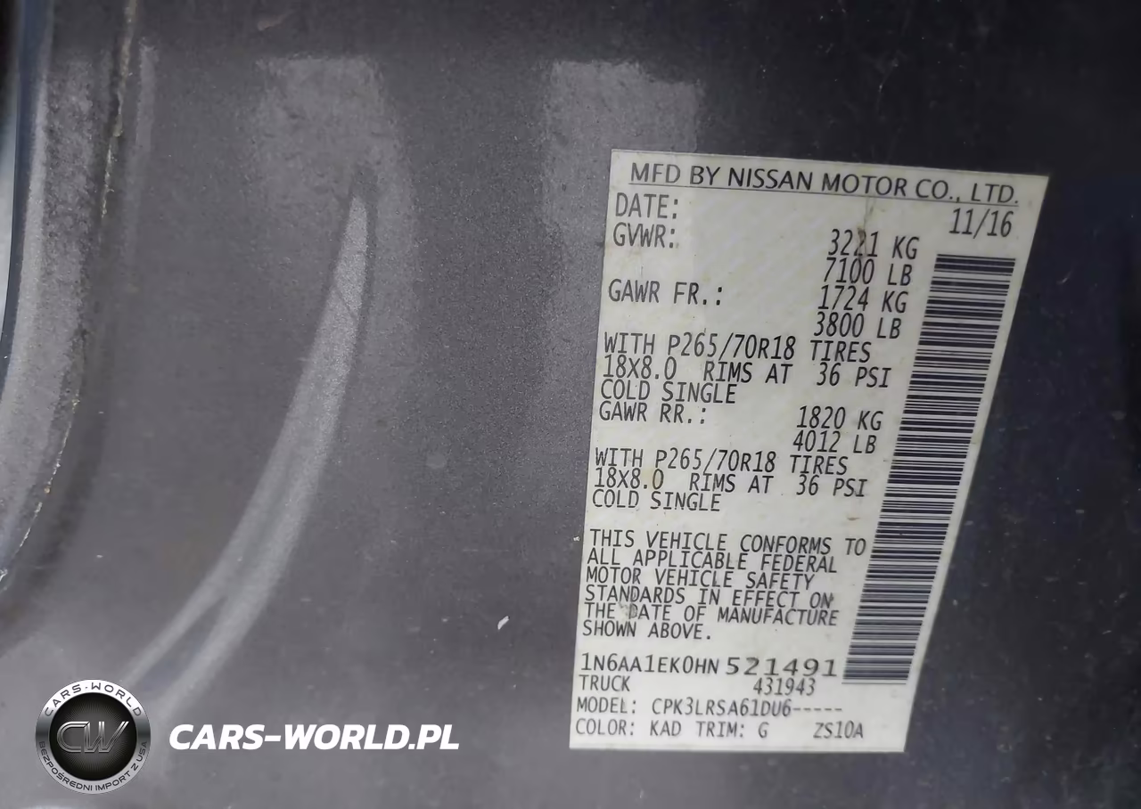2017 Nissan Titan S VIN:1N6AA1EK0HN521491 - 9