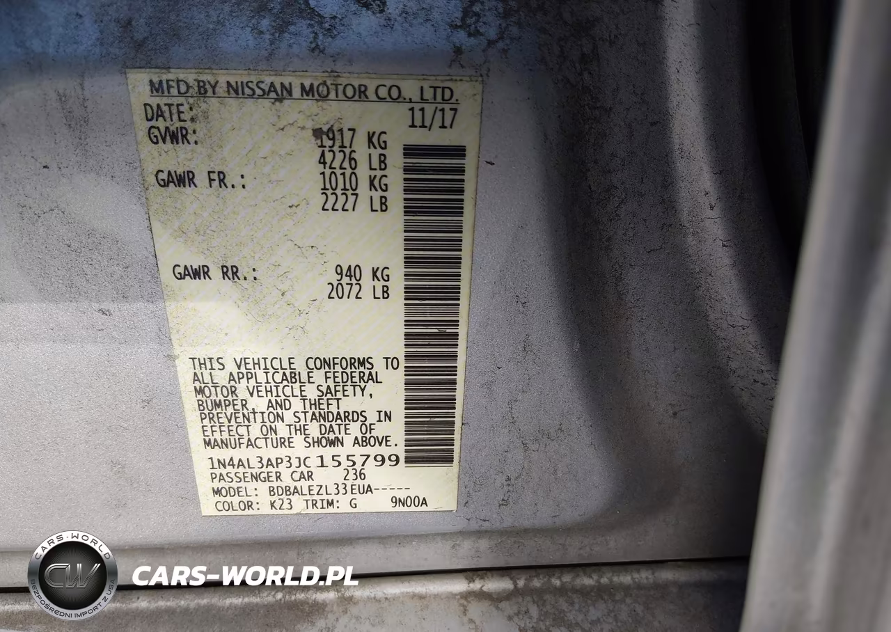 2018 Nissan Altima 2.5 S VIN:1N4AL3AP3JC155799 - 9