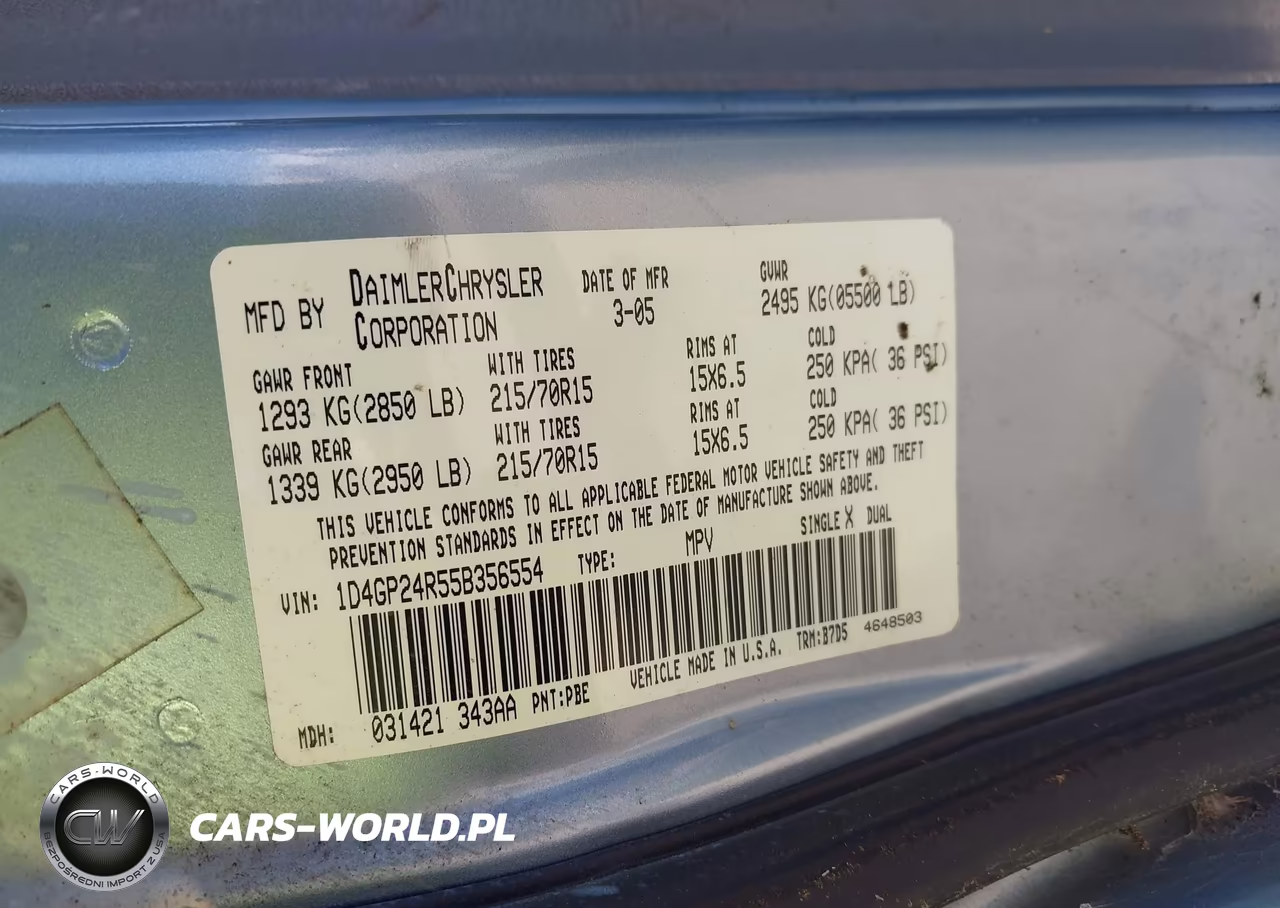 2005 Dodge Grand Caravan Se VIN:1D4GP24R55B356554 - 9